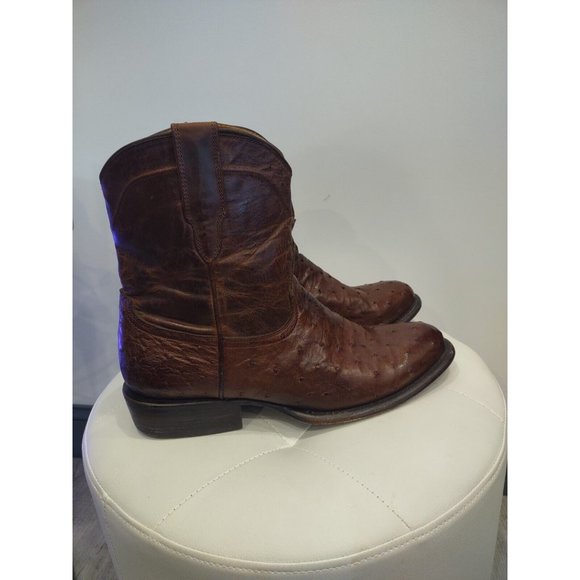 Free Bird Western Mens Freebird Genuine Ostrich brown Boots 13 EUC DESPERADO - Picture 3 of 13